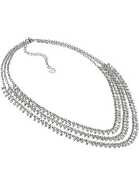 Multi-Strand Silver Bead Fringe Necklace - Women's Jewelry